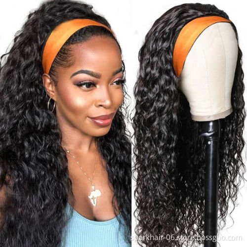 Wholesale Water Wave Headband Wig Human Hair For Black Women,Remy Human Hair Headband Wig,Glueless Curly Ponytail Human Hair Wig